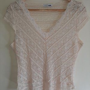 Fashion Nova Cream Lace Woman Bodysuit